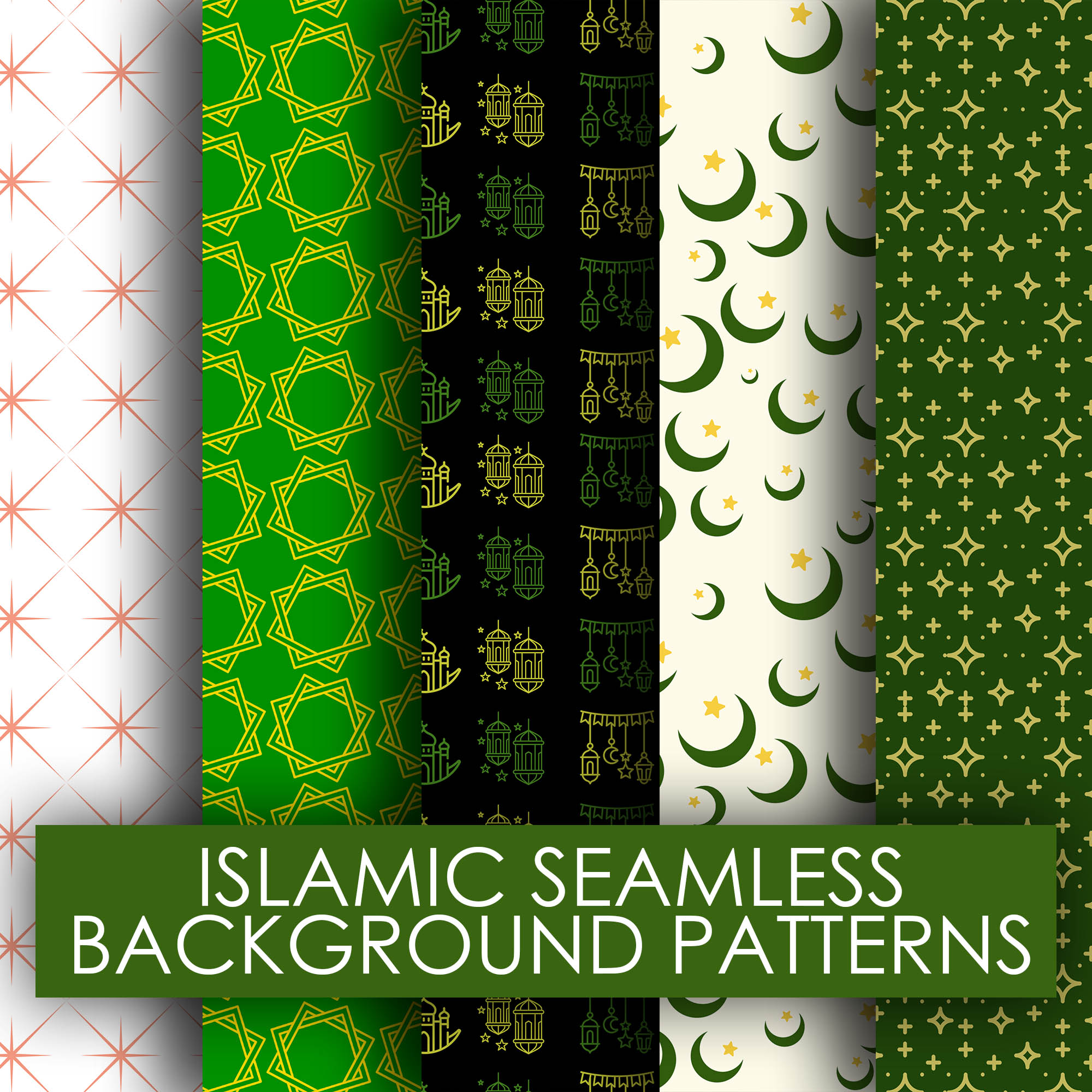 Collection of islamic seamless patterns.