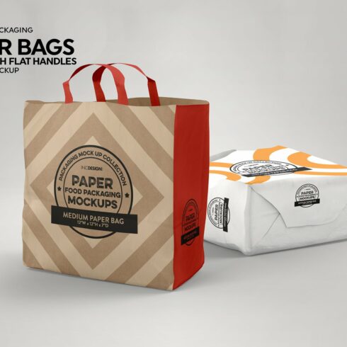 Medium Paper Bags FlatHandles Mockup cover image.