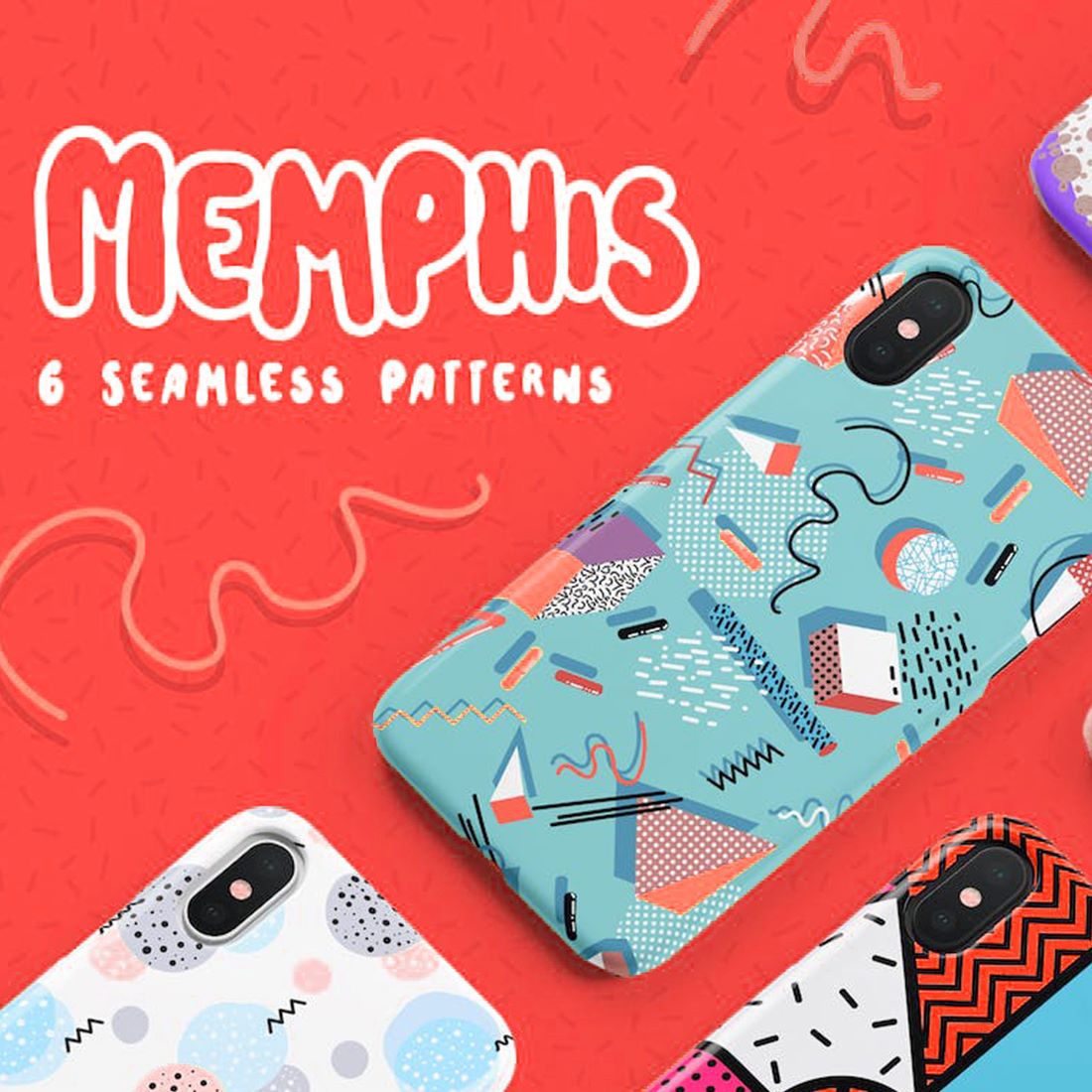 Memphis Seamless Patterns Collection cover image.