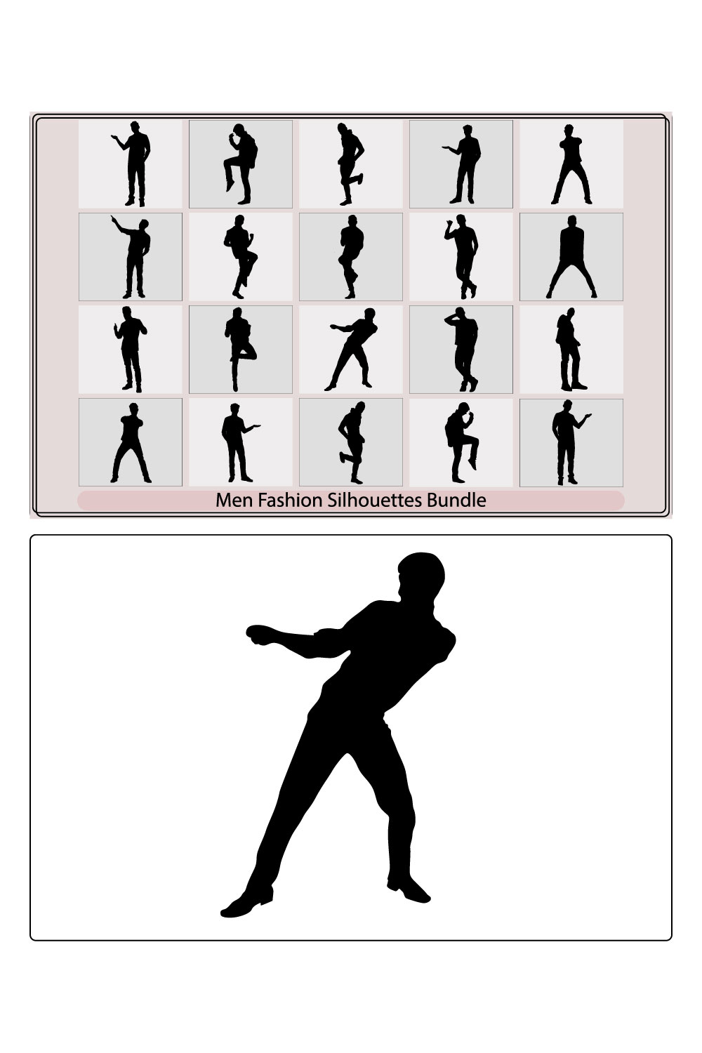 Man's Fashion Icon in Simple Lines,Men's fashion,silhouette of a man in a classic suit,fashion men vector pinterest preview image.