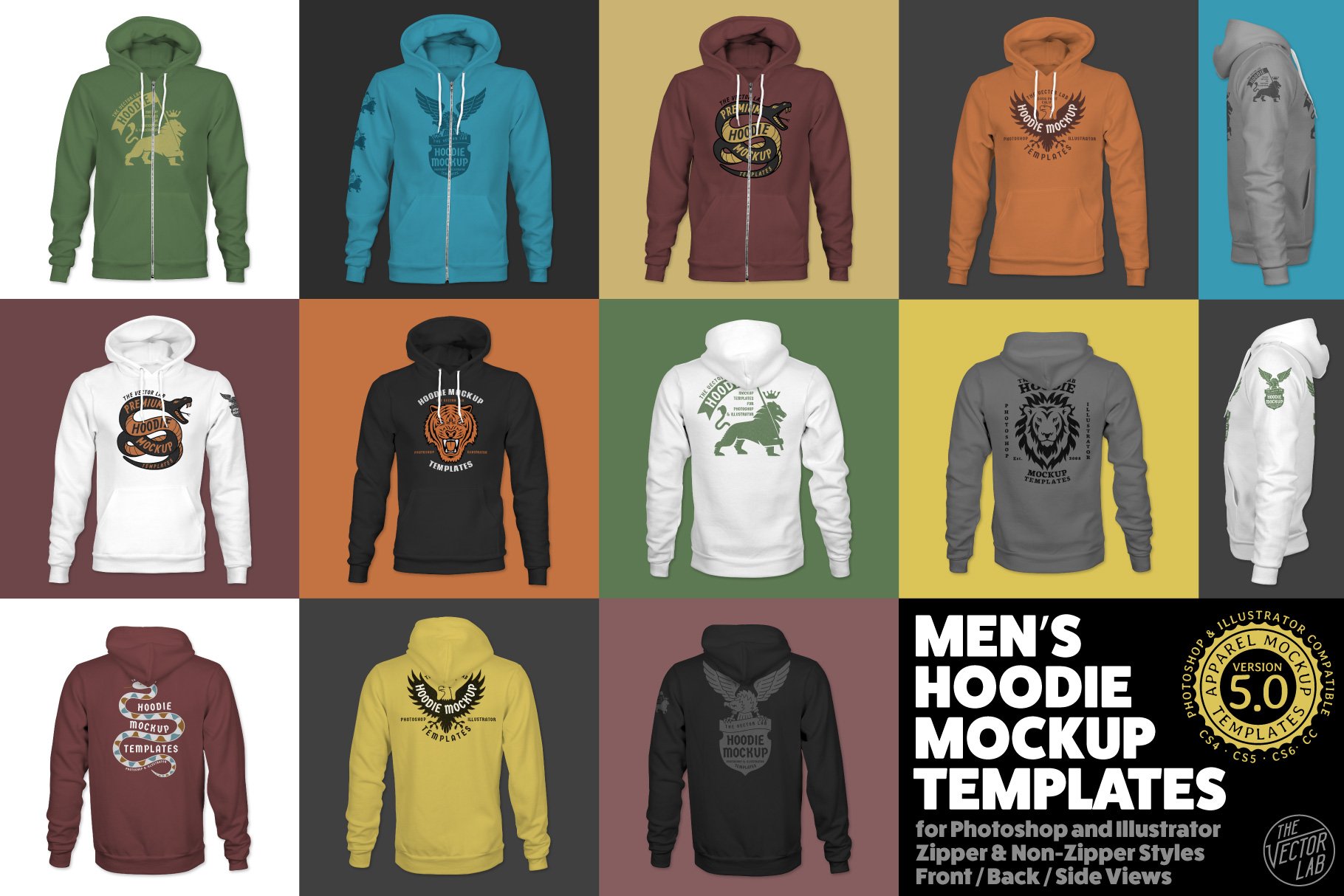 Men's Hoodie Mockup Templates cover image.