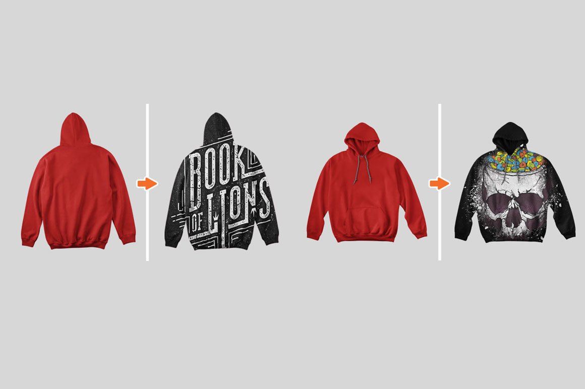 Men's Flat Pullover Hoodie Mockups preview image.
