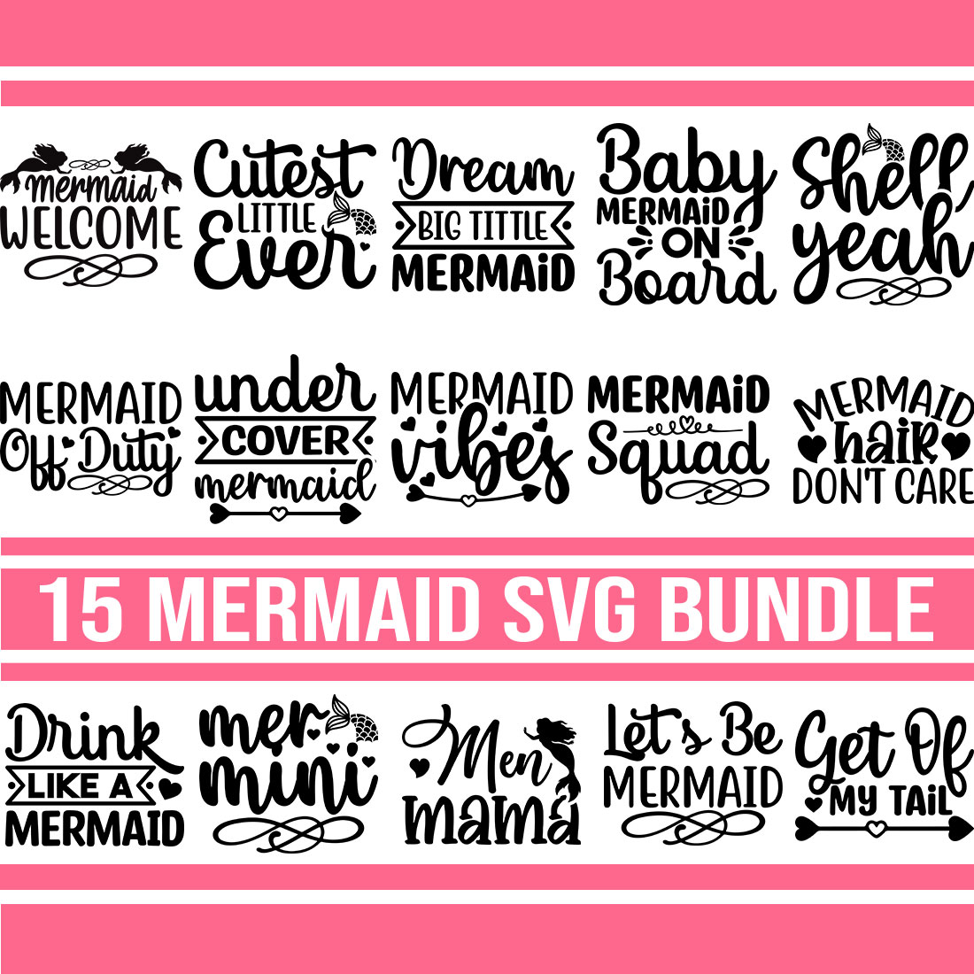 Mermaid SVG Bundle preview image.