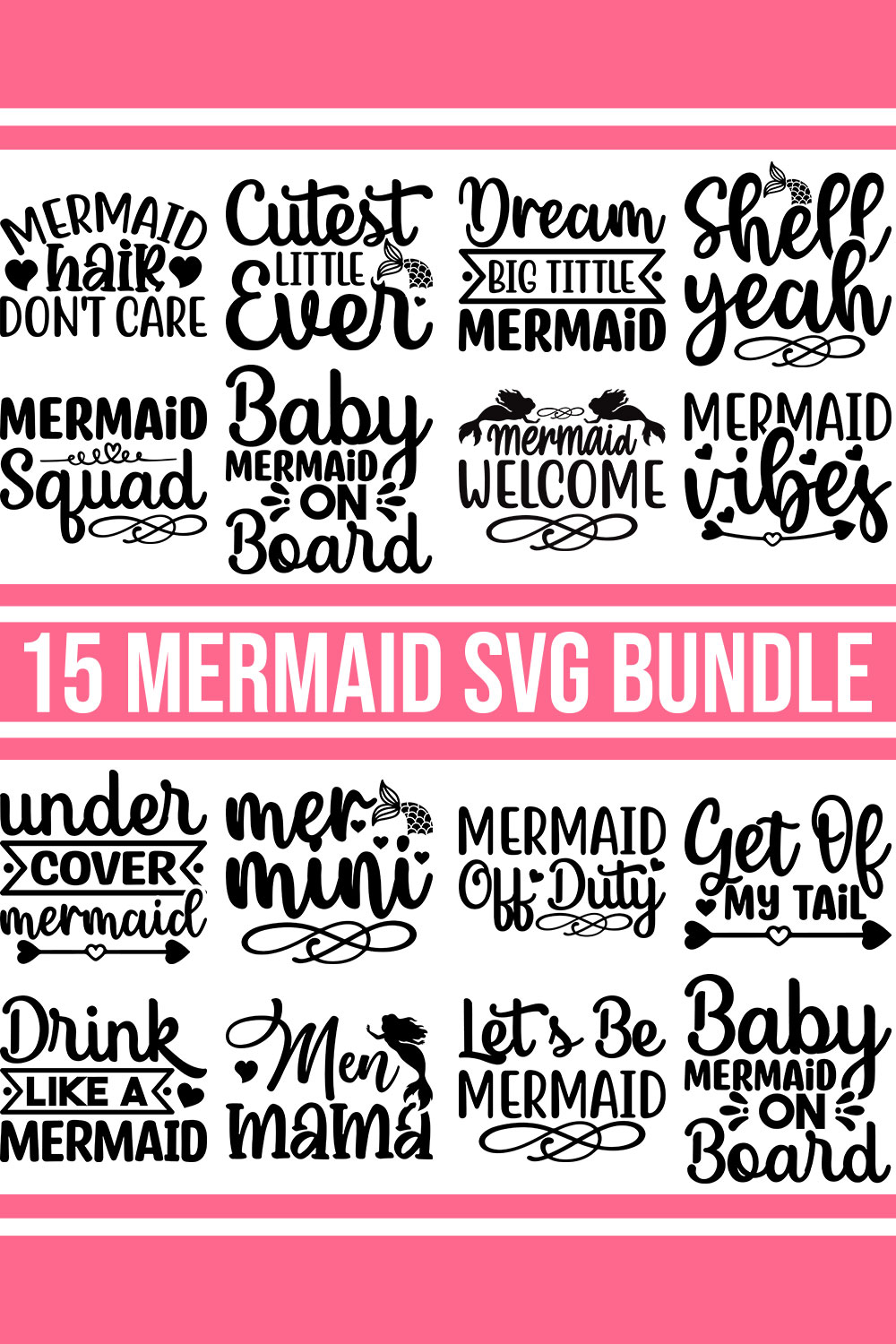 Mermaid SVG Bundle pinterest preview image.