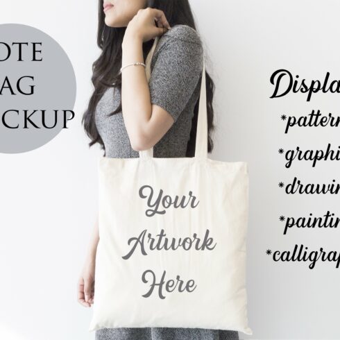 Tote Bag mockup - Woman carrying bag cover image.