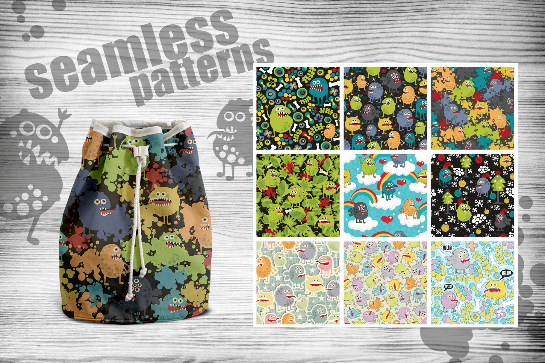 Monsters + patterns + banners preview image.