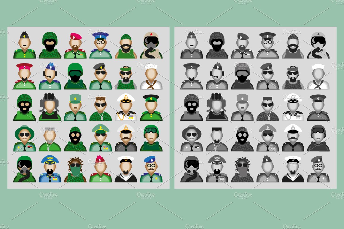 30 Military Avatars. preview image.