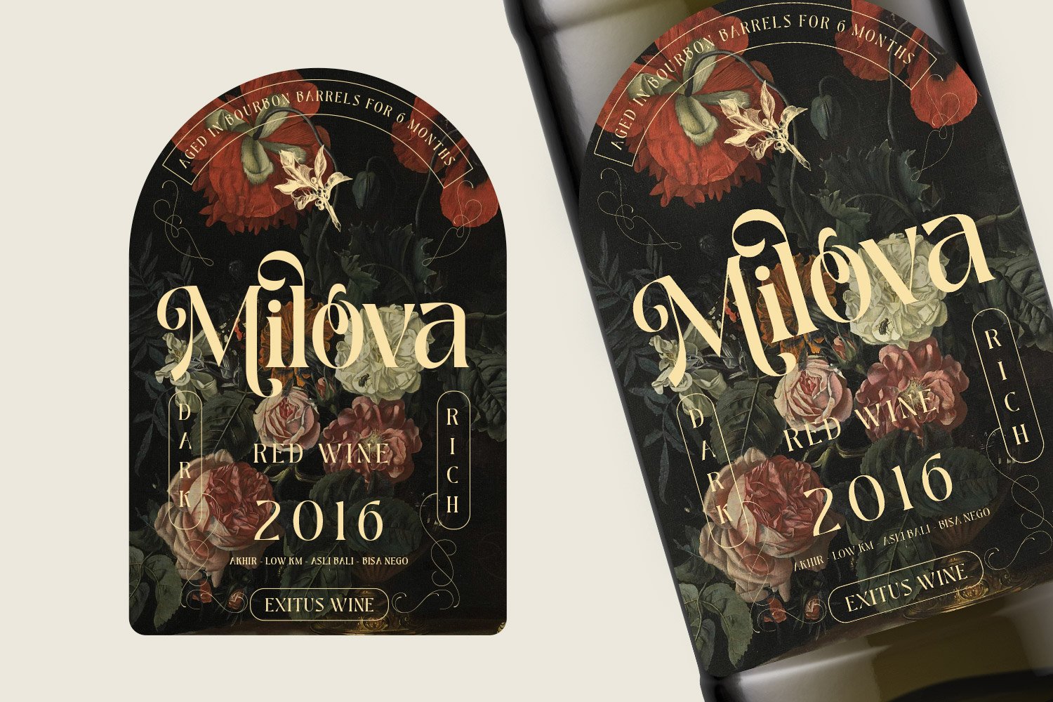 milova red wine label mockup 449