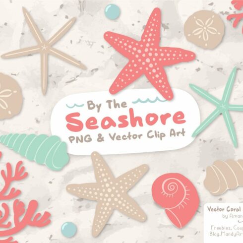 Seashells Clipart in Mint & Coral cover image.