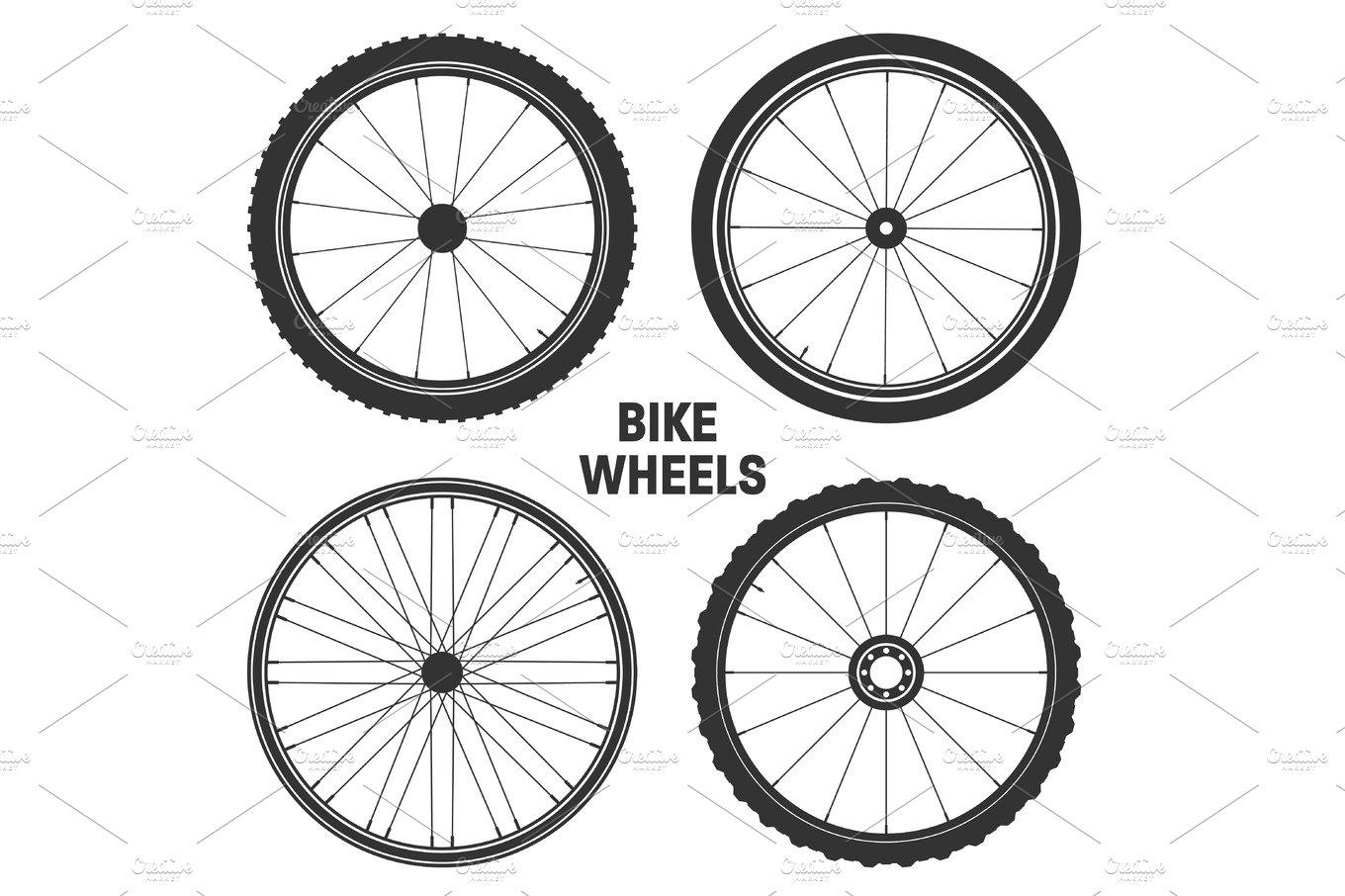 Bicycle wheel symbol,vector. Bike rubber. Mountain tyre. Valve. Fitness cyc... cover image.