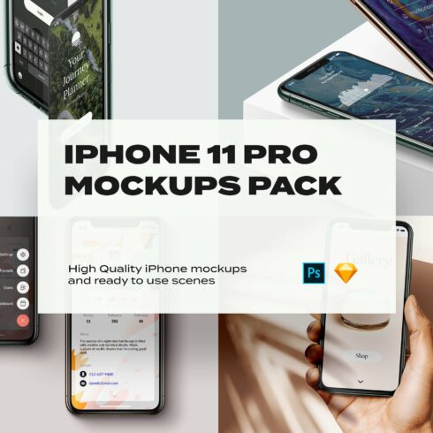 iPhone 11 Mockup PSD - sketch cover image.