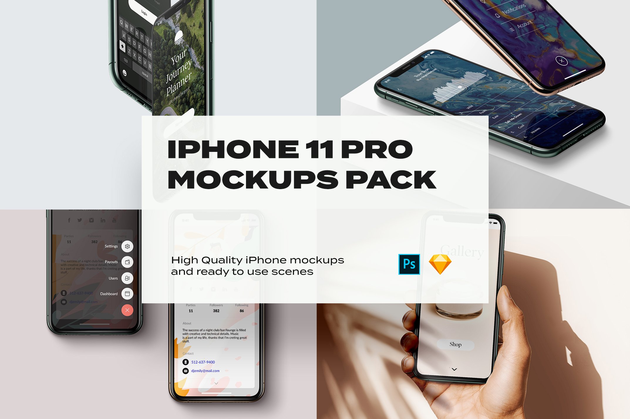 iPhone 11 Mockup PSD - sketch cover image.