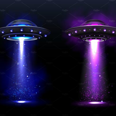 Alien spaceships, ufo with color cover image.