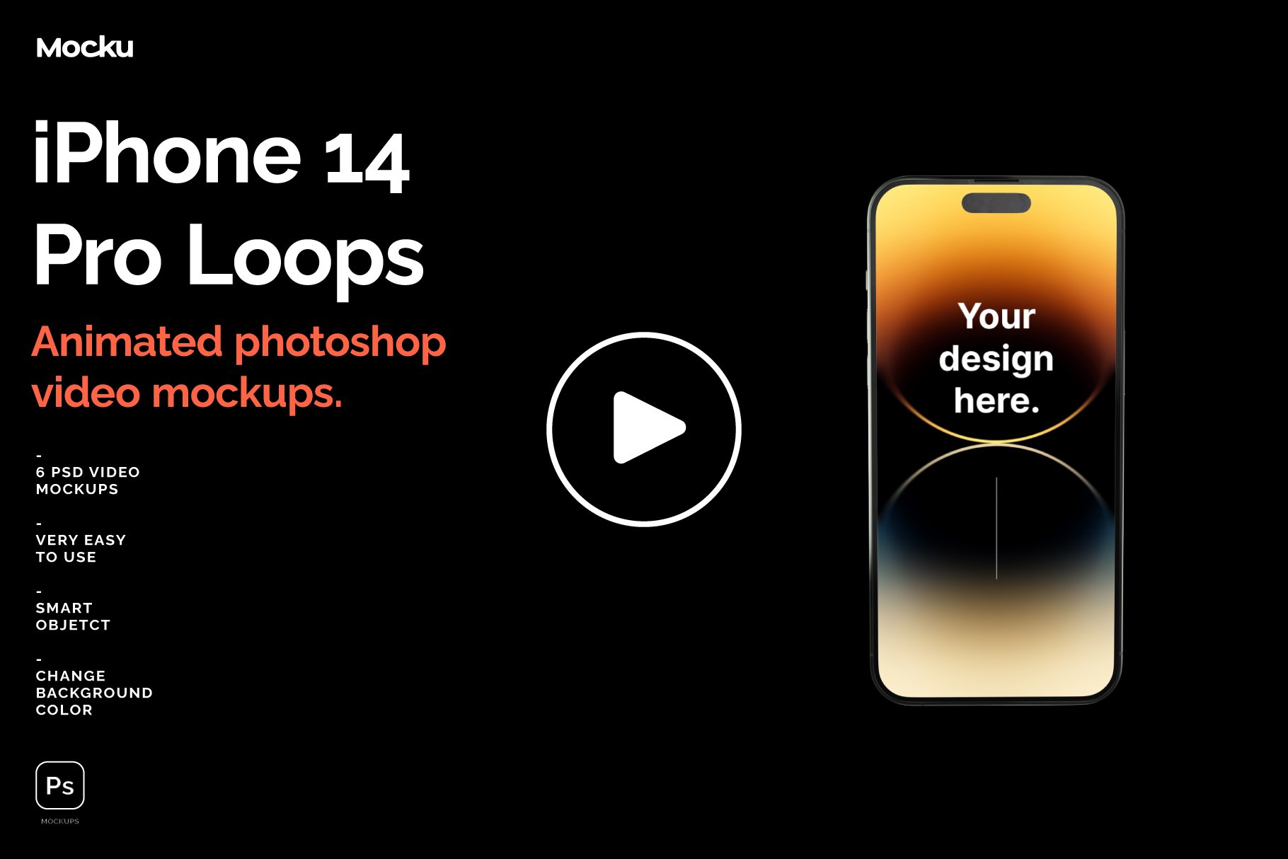 iPhone 14 PRO Animated Video Mockups preview image.