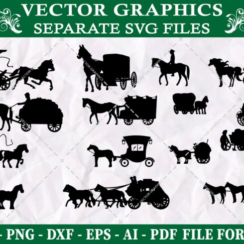 Horse Carriage Silhouette svg cover image.
