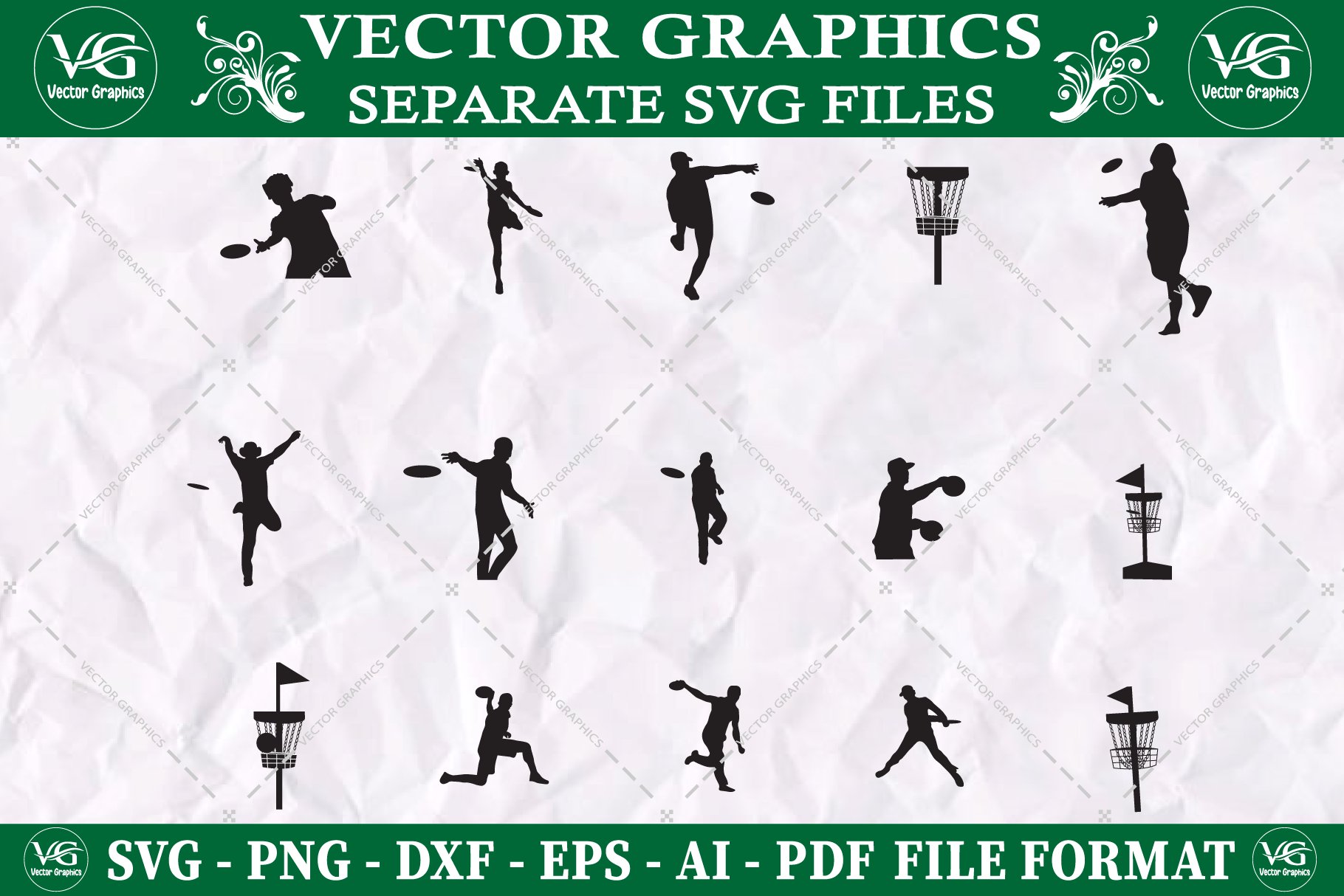 Disc golf svg bundle disc golf png cover image.