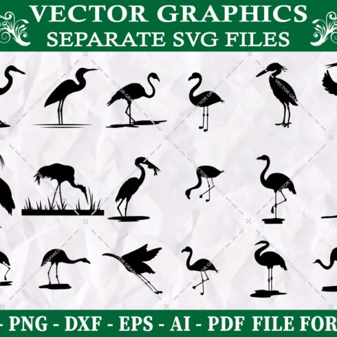 great heron svg cut file cover image.