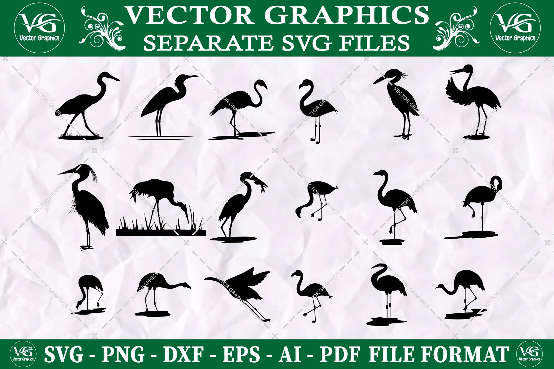 great heron svg cut file cover image.