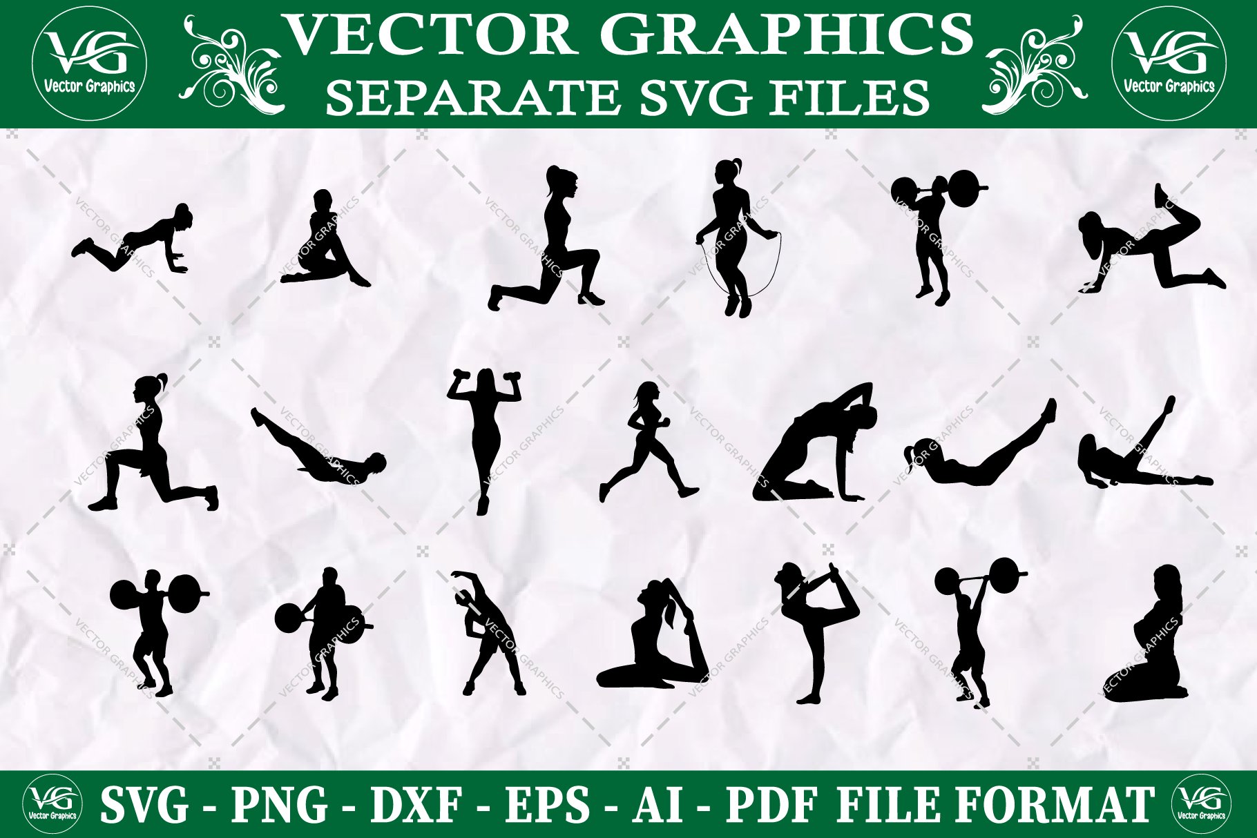 gym exercise svg Bundle cover image.