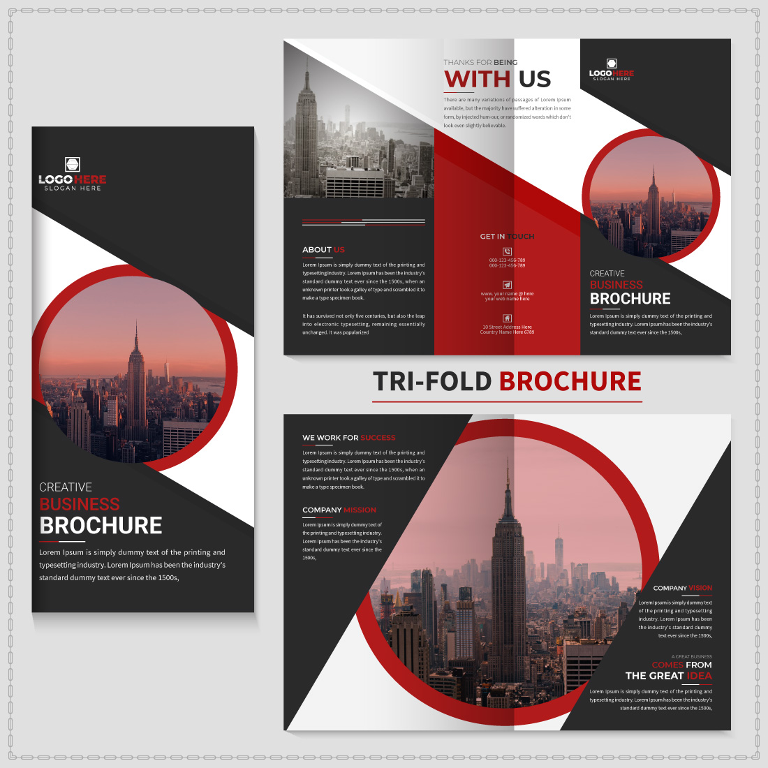 Corporate trifold brochure or professional company profile template cover image.