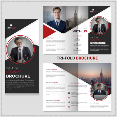 Business trifold brochure template cover image.