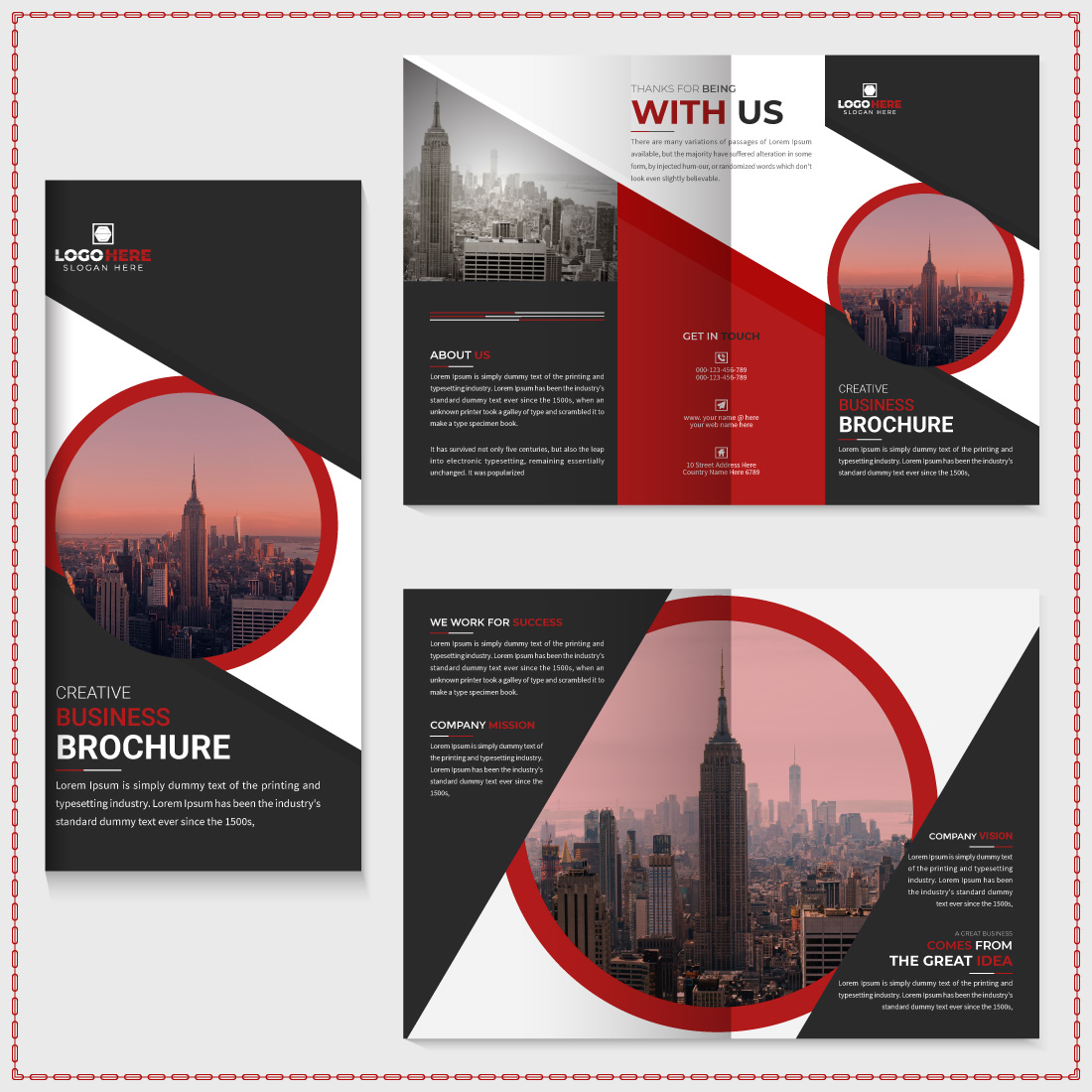 Corporate trifold brochure or professional company profile template preview image.