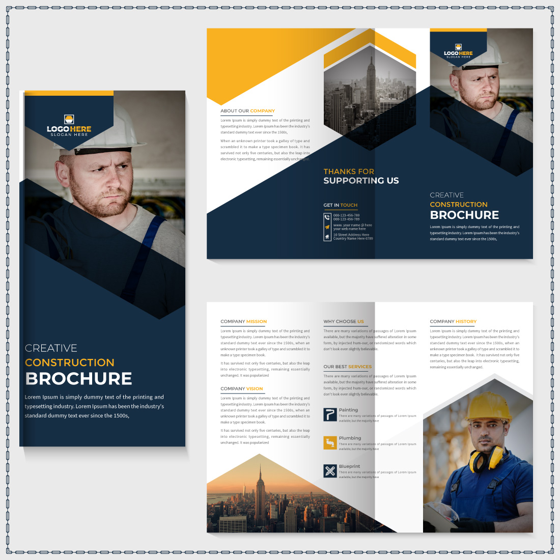 Brochure with a picture of a construction worker.