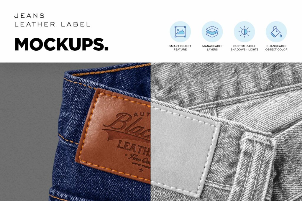 Jeans Leather Label Mockup – MasterBundles