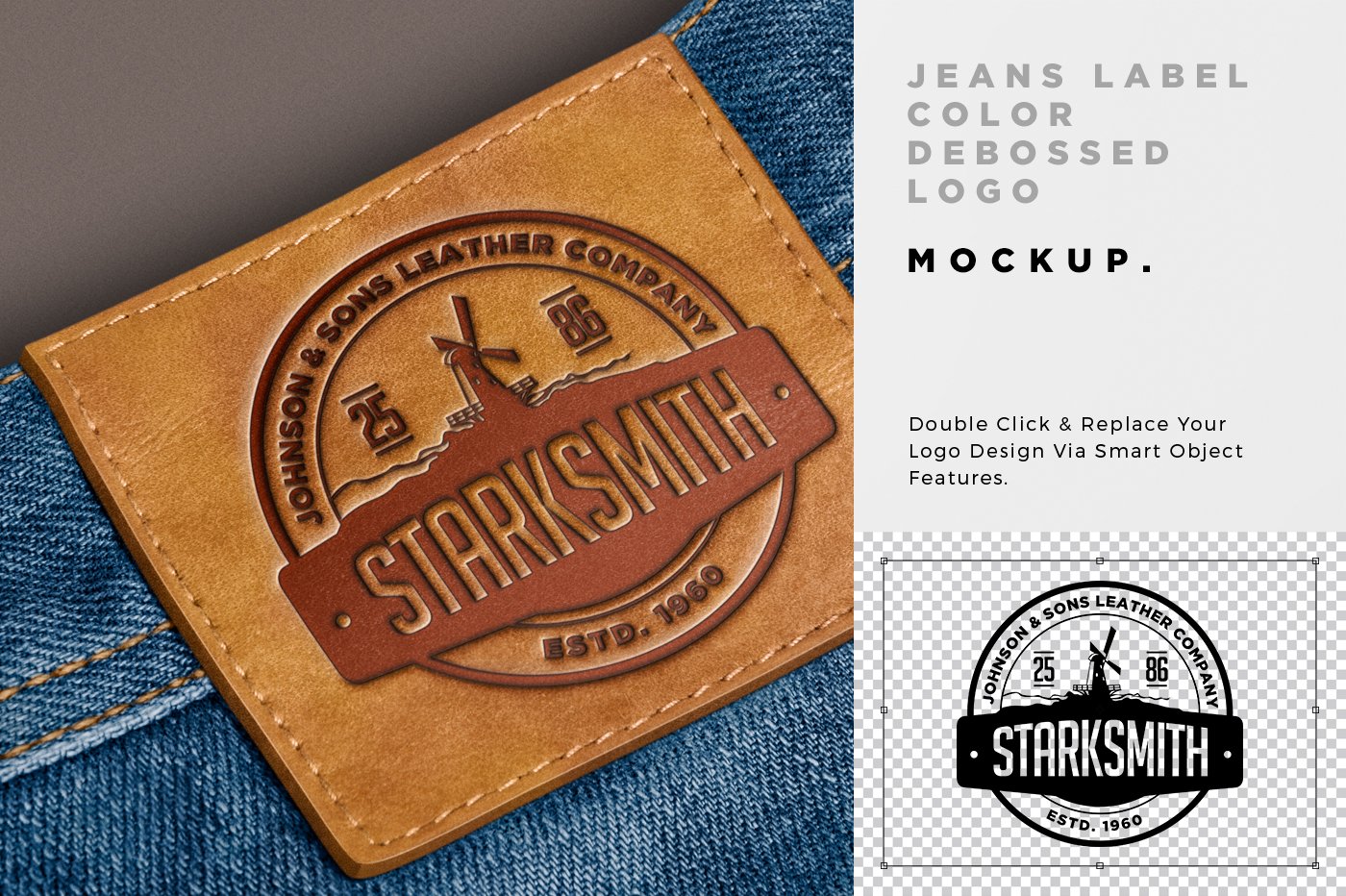 Debossed Jeans Label Mockup preview image.