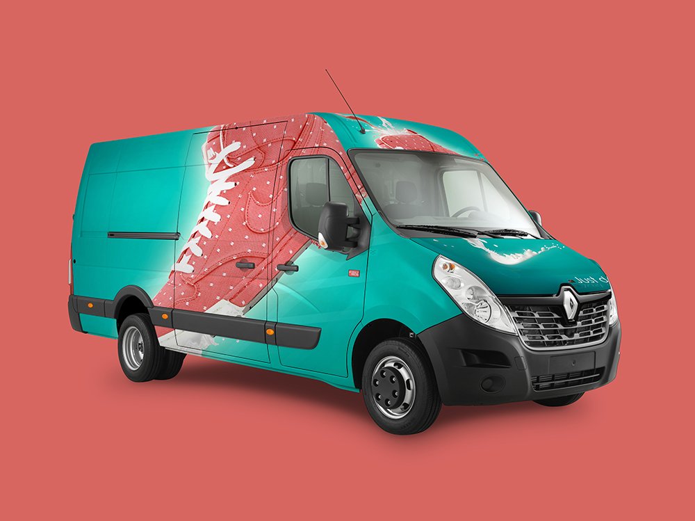 4K Work Van Wrap PSD Mockup preview image.