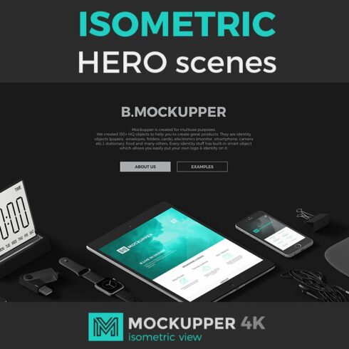 Hero scenes isometric view Mockups cover image.
