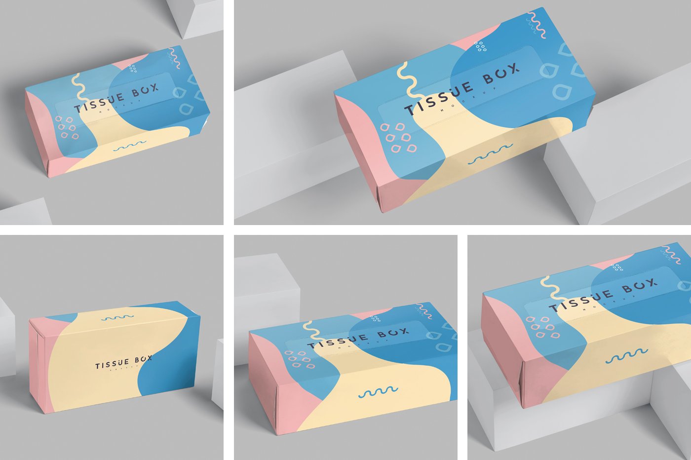 Wide Rectangle Tissue Box Mockups preview image.