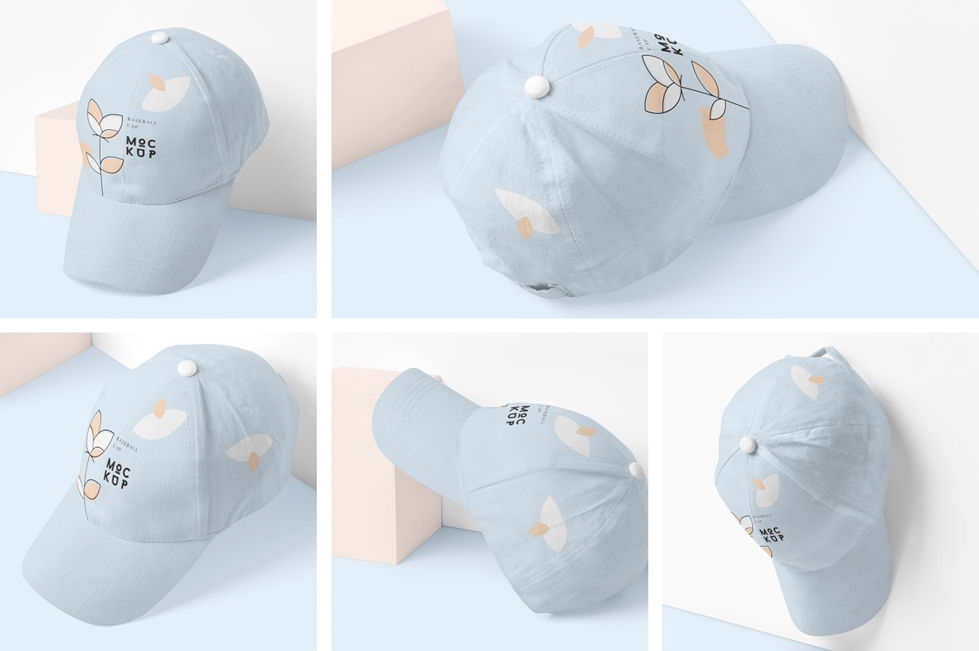 5 Baseball Cap Mockups preview image.