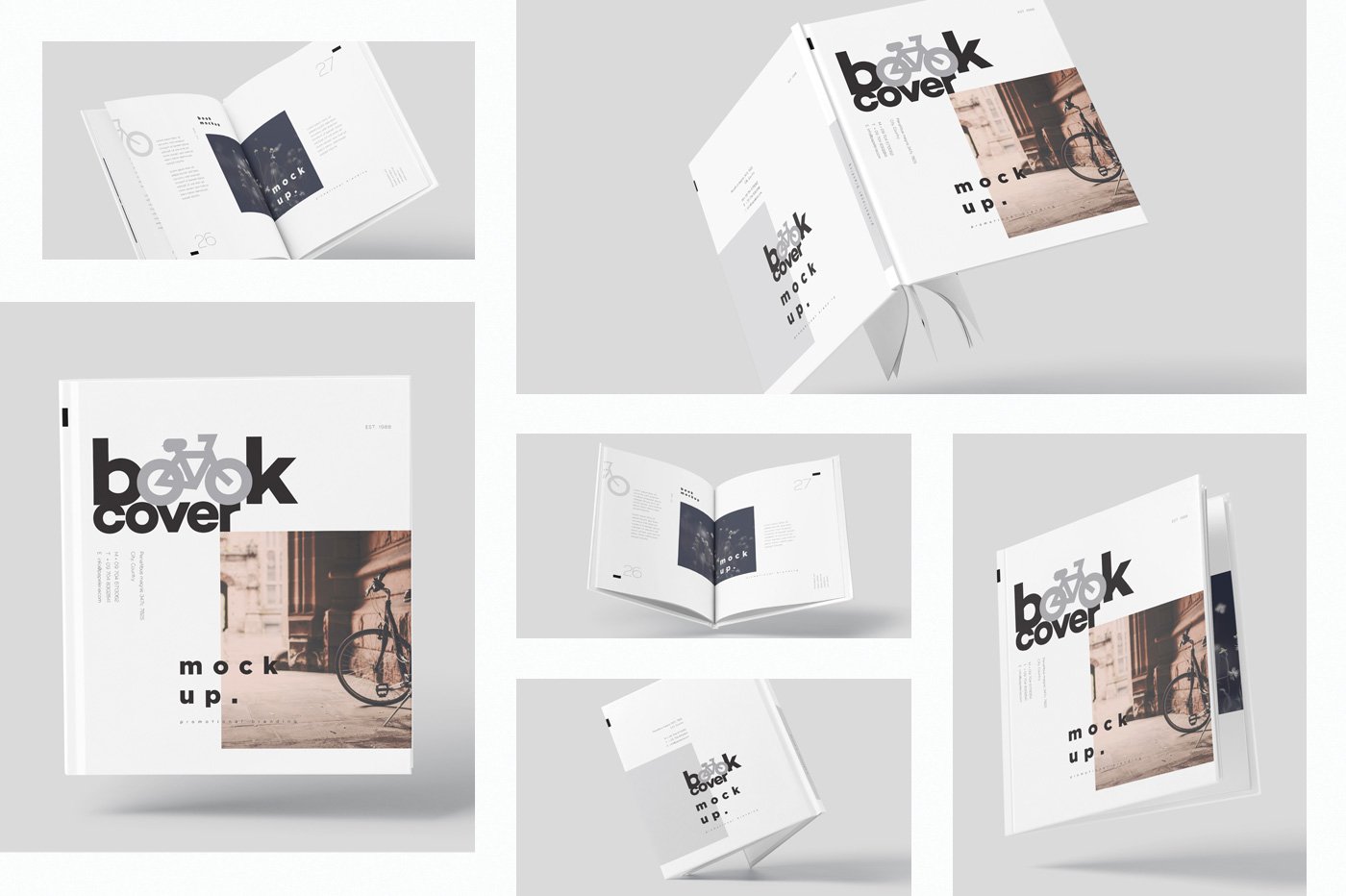 Floating Hardcover Book Mockups preview image.