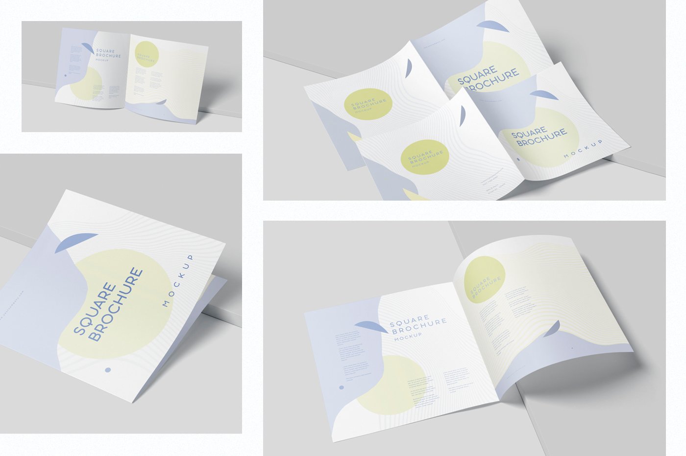 Two Fold Wide Square Brochure Mockup preview image.