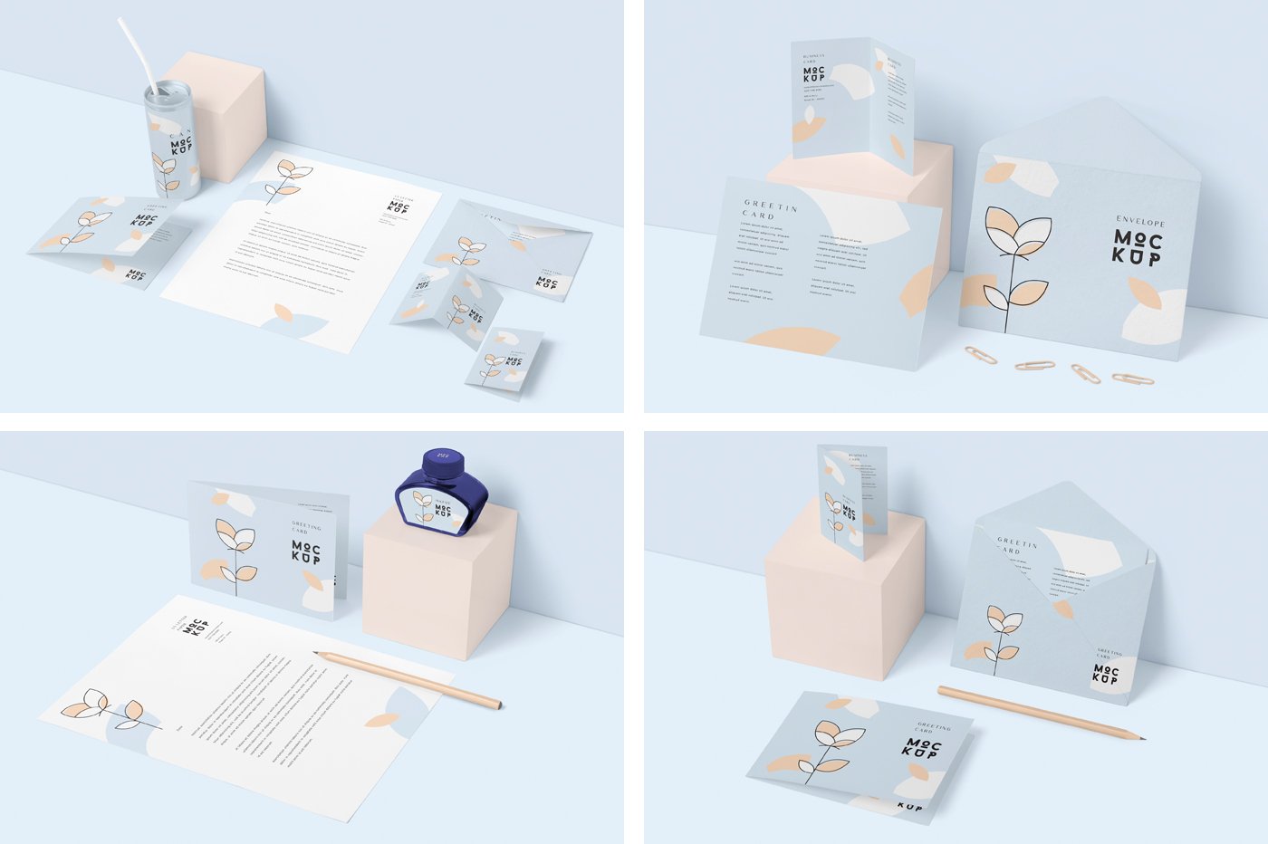 4 Stationery Mockup Scenes preview image.