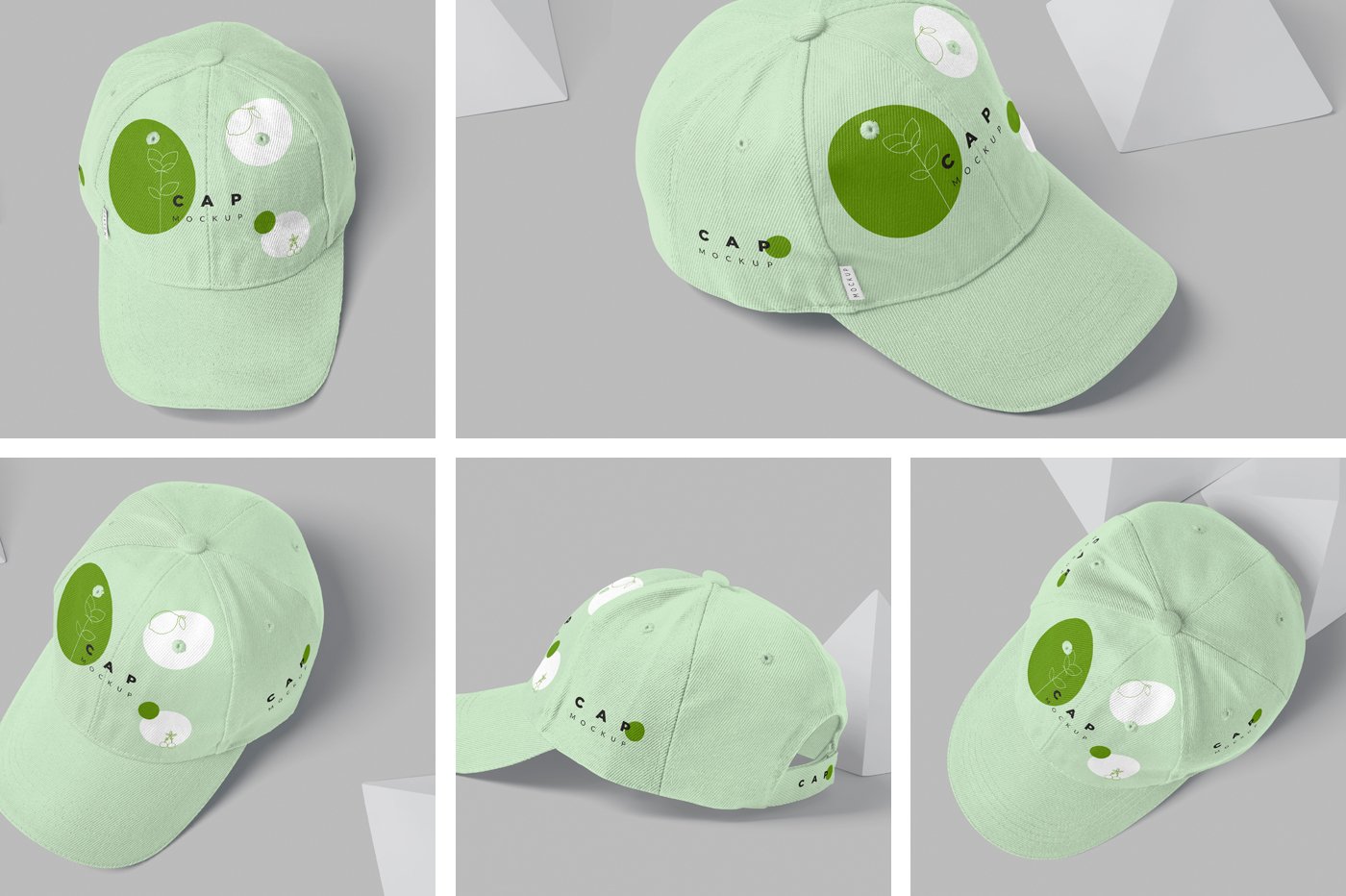 5 Baseball Cap Mockups preview image.