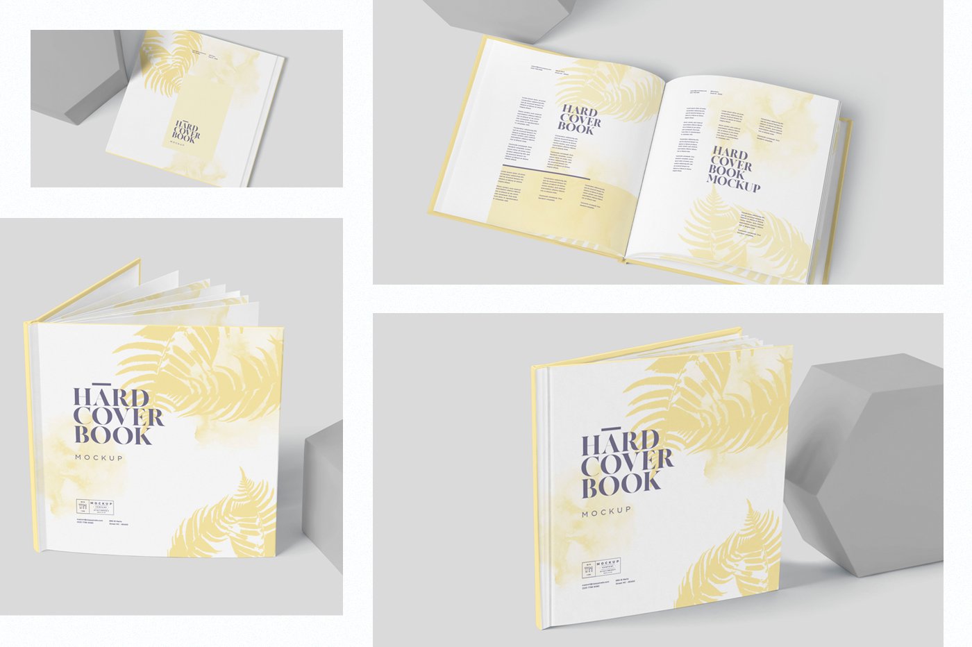 Flat Square Hardcover Book Mockups preview image.