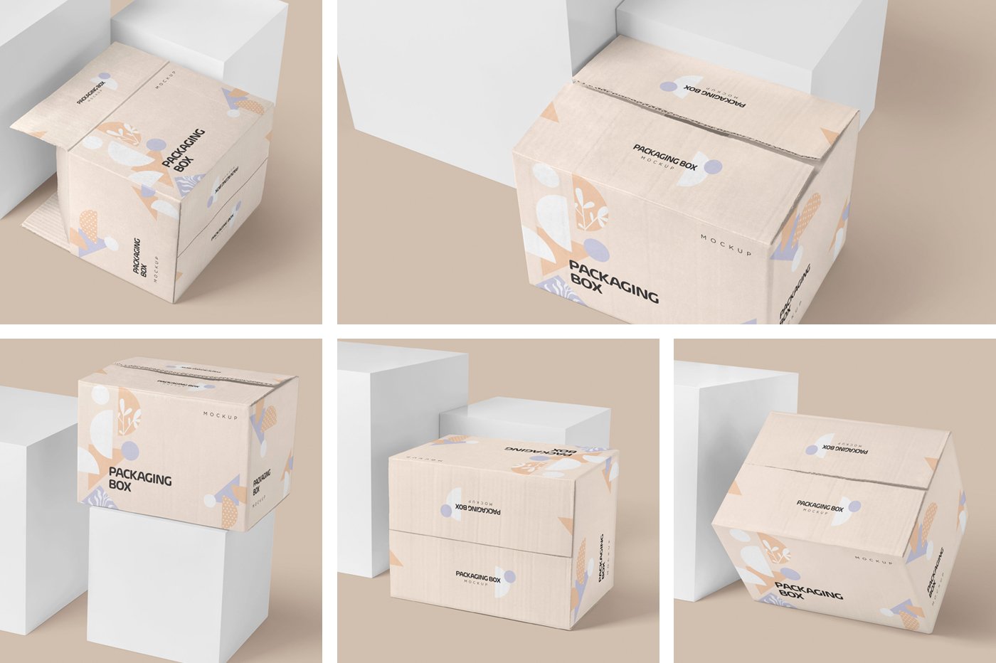 Rectangular Cardboard Box Mockups preview image.