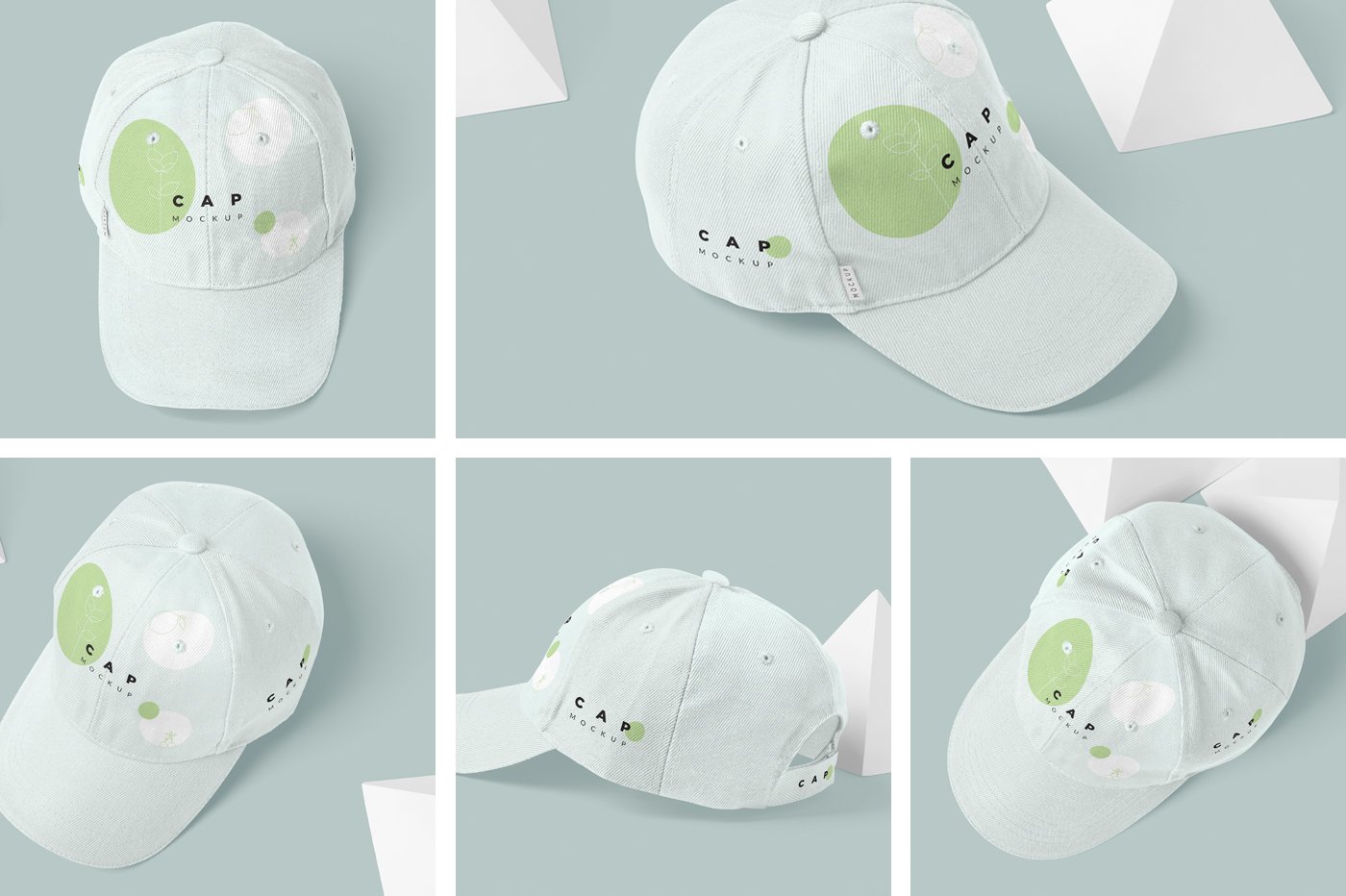 5 Baseball Cap Mockups preview image.