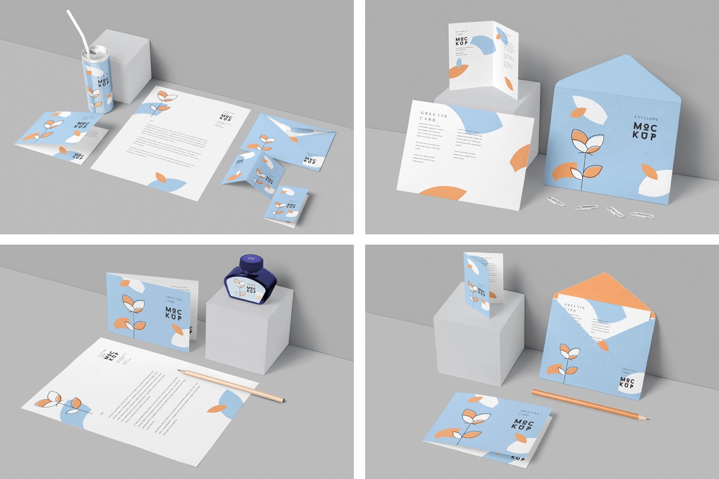 4 Stationery Mockup Scenes preview image.