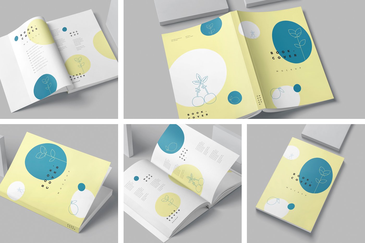 A4 A5 A6 Soft Cover Book Mockups preview image.