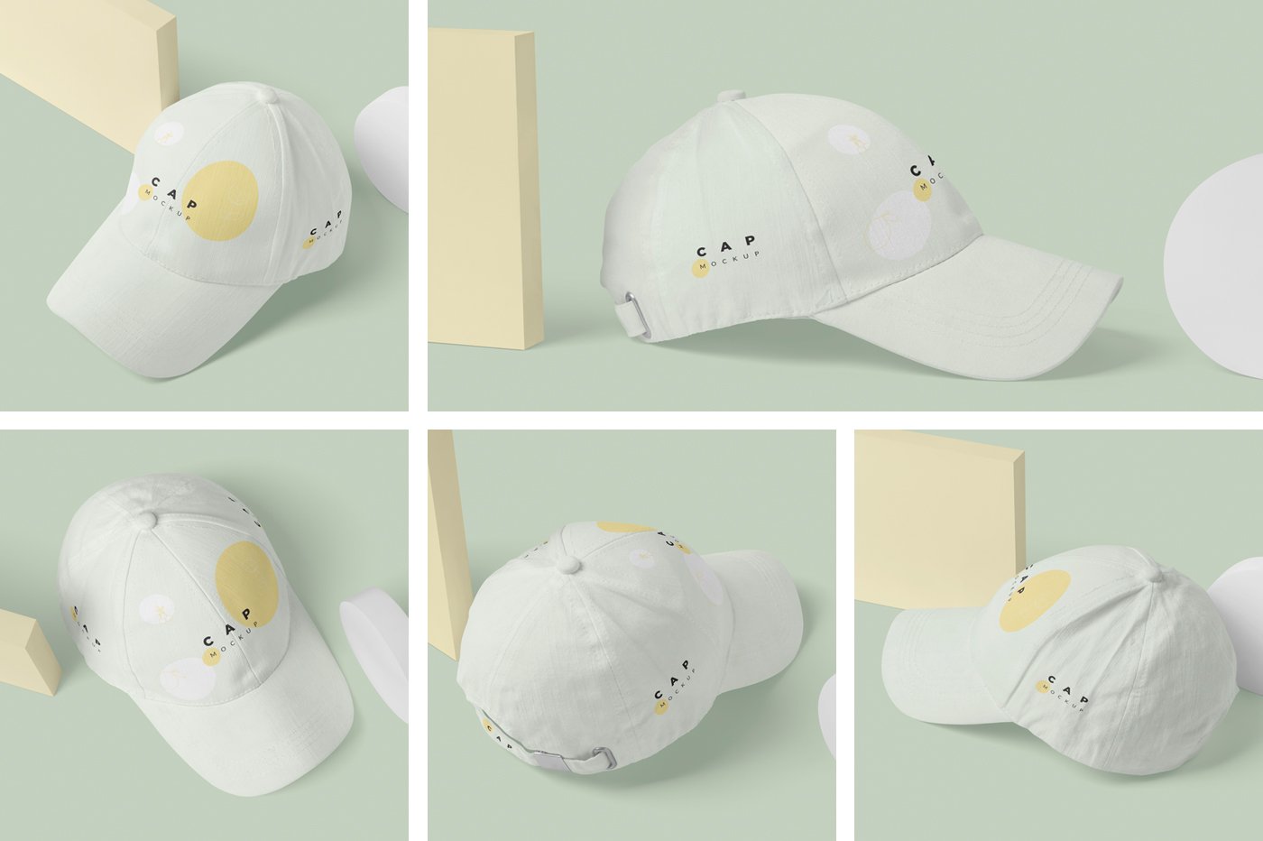 5 Baseball Cap Mockups preview image.