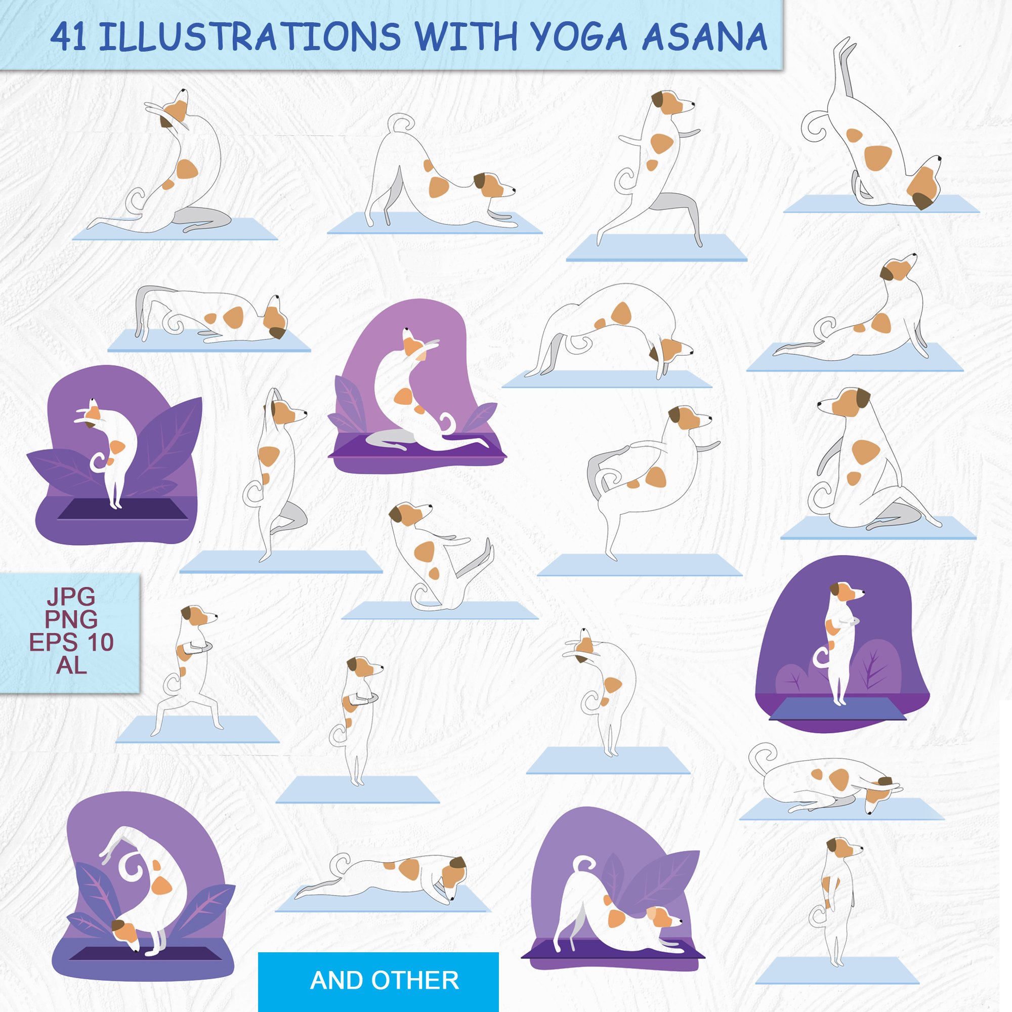 SALE! Yoga with a dog. Illustrations preview image.