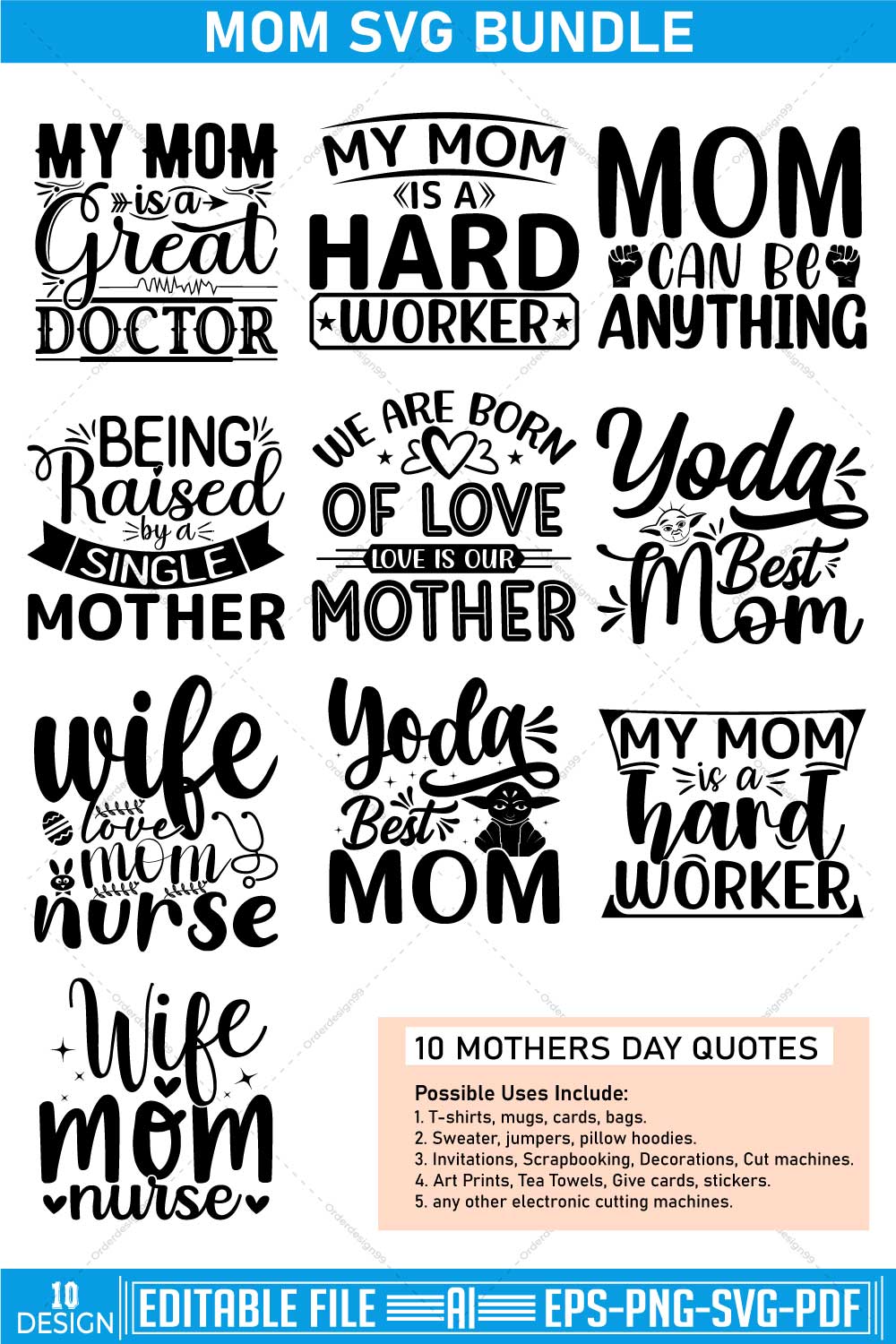 mom svg bundle 10 pinterest preview image.