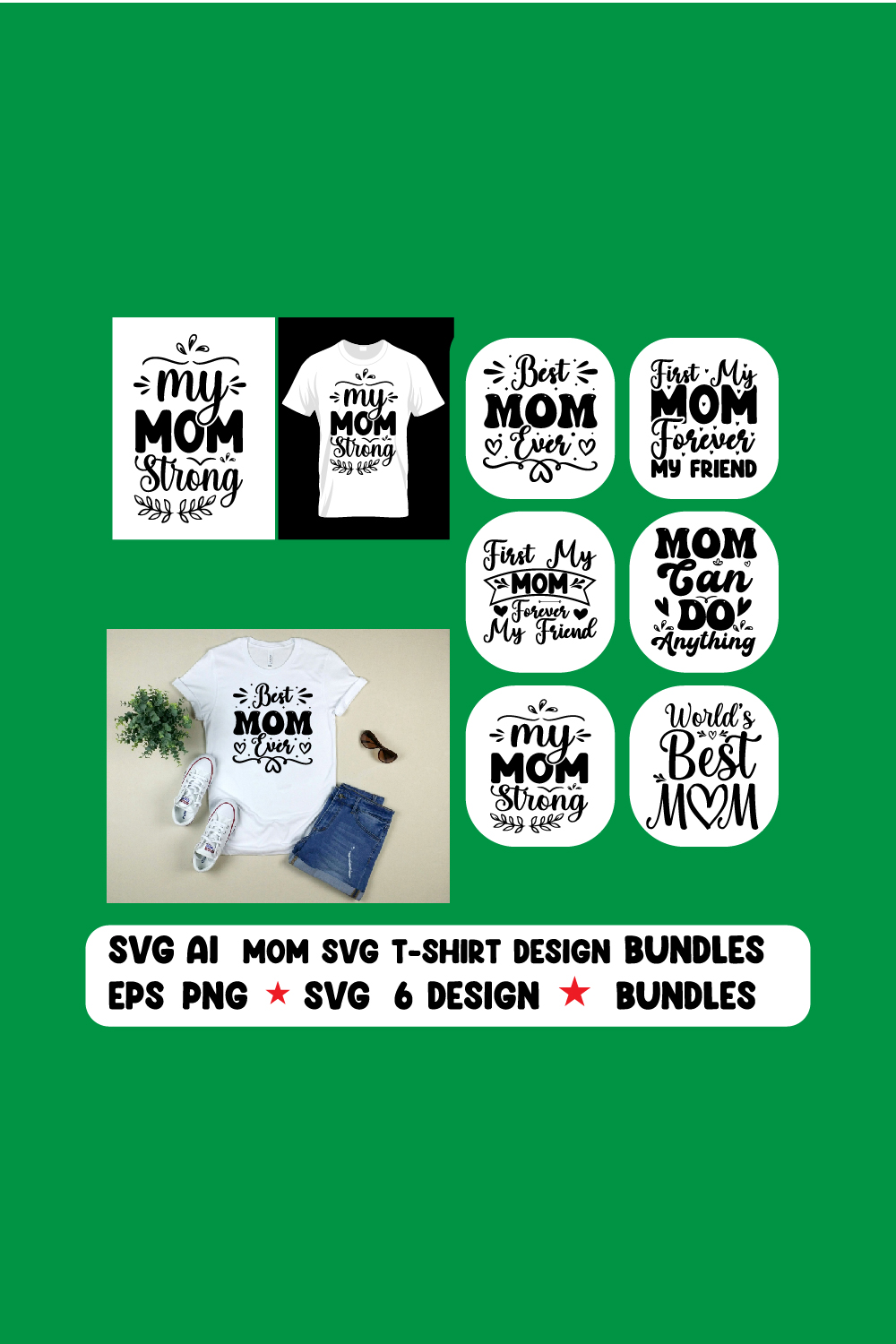 Mom t-shirt design typography & SVG design pinterest preview image.