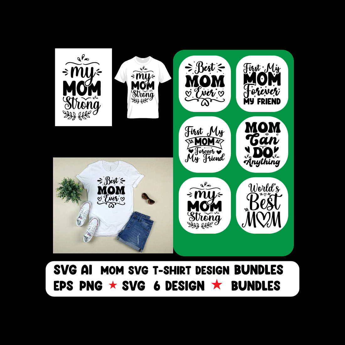 Mom t-shirt design typography & SVG design preview image.