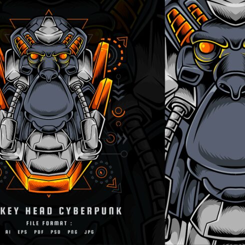 Monkey Head Cyberpunk Vector cover image.