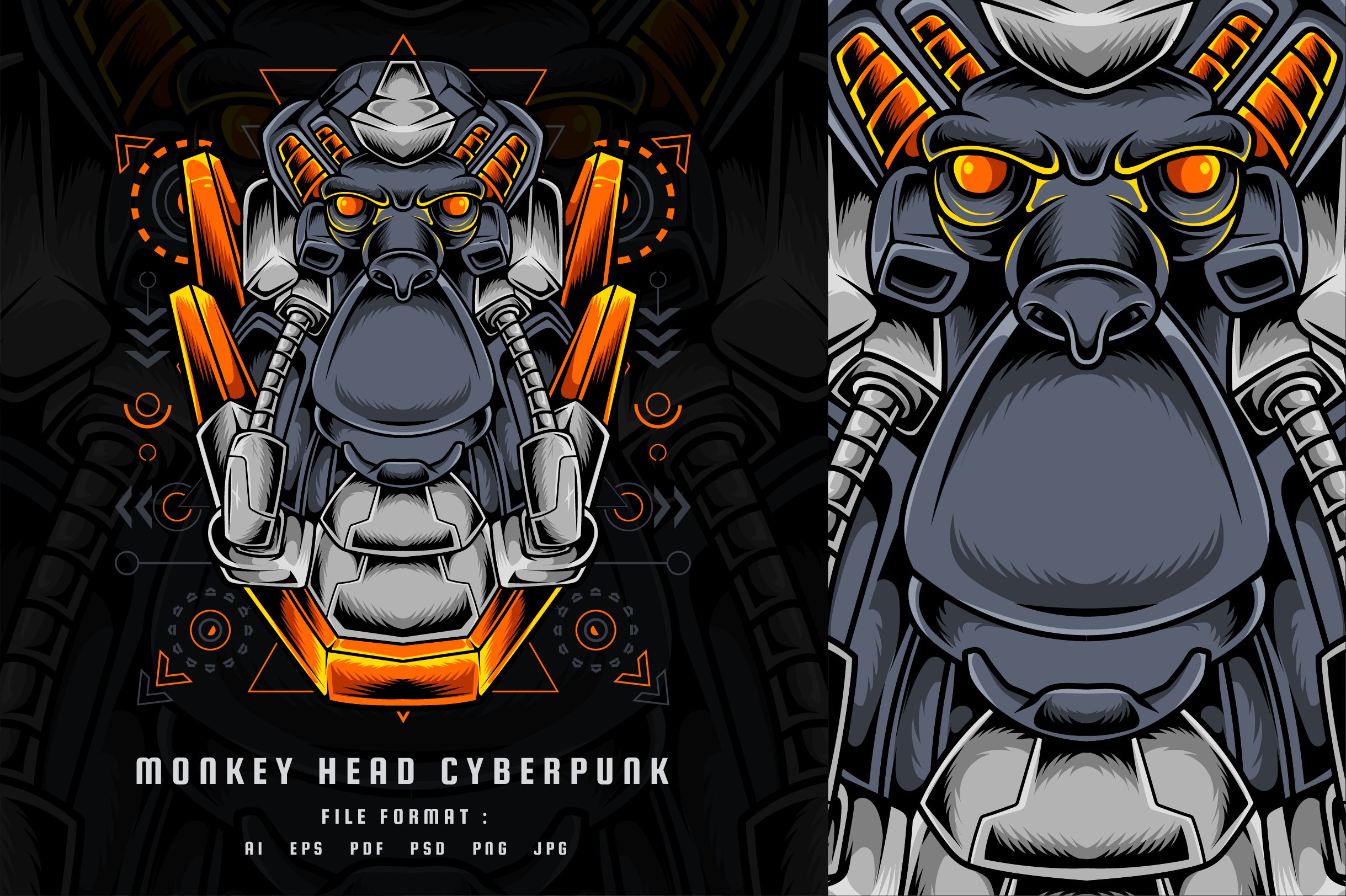 Monkey Head Cyberpunk Vector cover image.