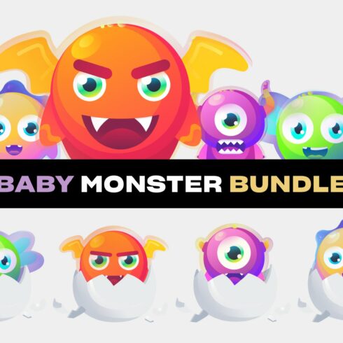 Baby Monsters SVG Bundle cover image.